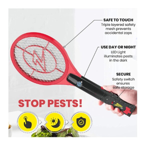 Zap It! Bug Zapper Rechargeable Racket, 4,000 Volt, USB Charging Cable, 2 Pack ( - Picture 3 of 8
